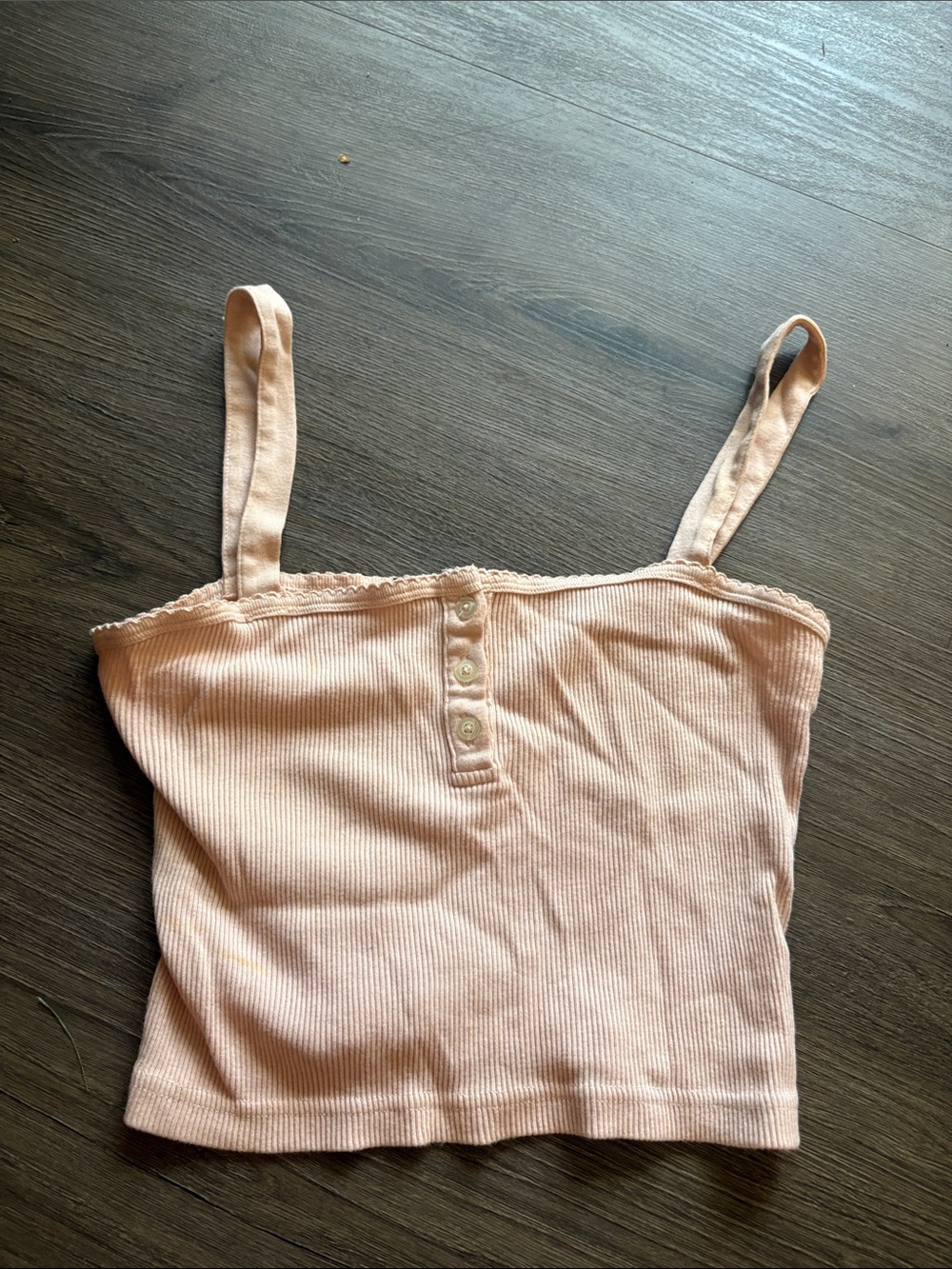 Brandy Melville Pale Pink Ribbed Button-Front Crop Tank